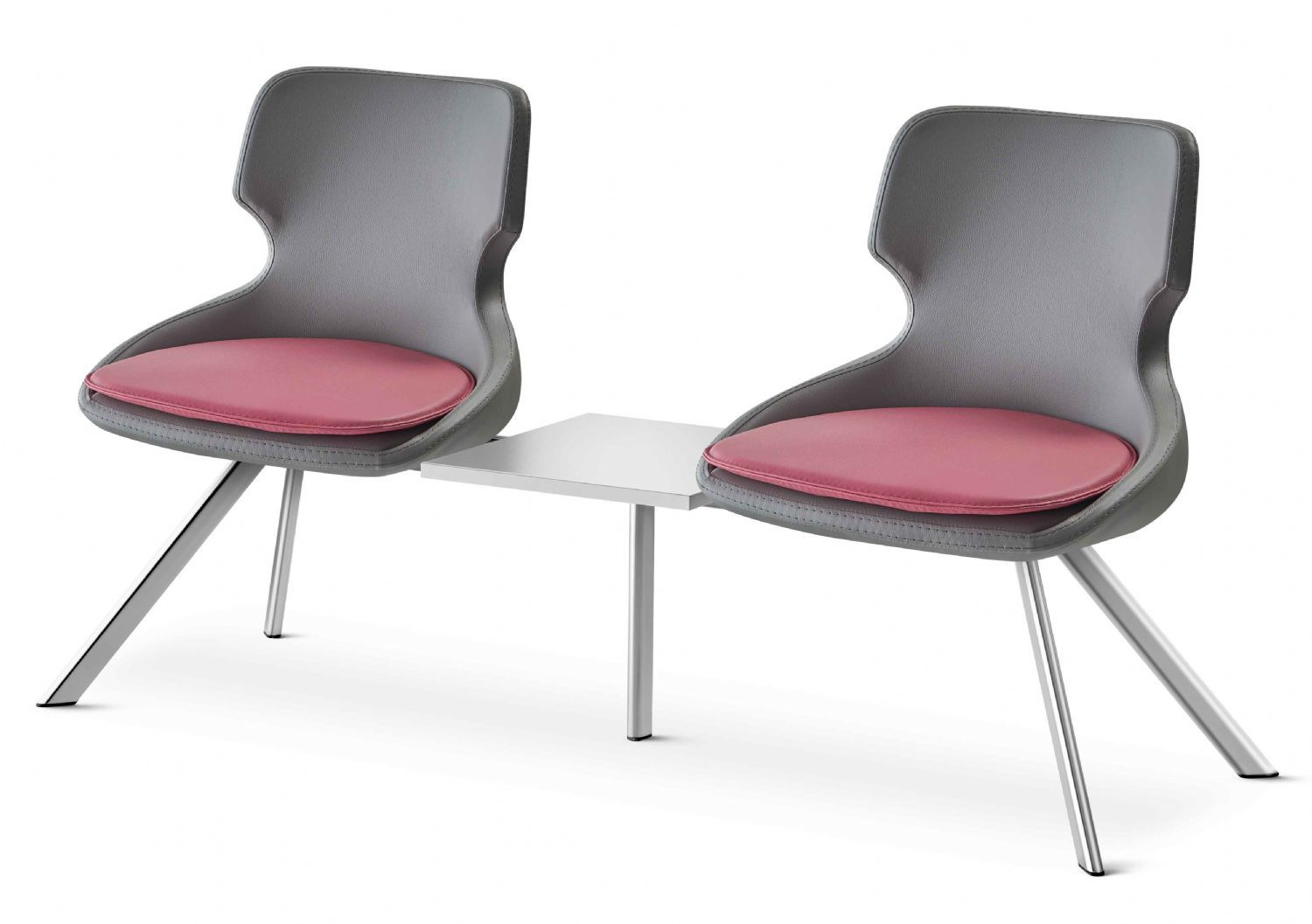 2-SITZER CHROM-WARTESTÜHL MIT COUCHTISCH