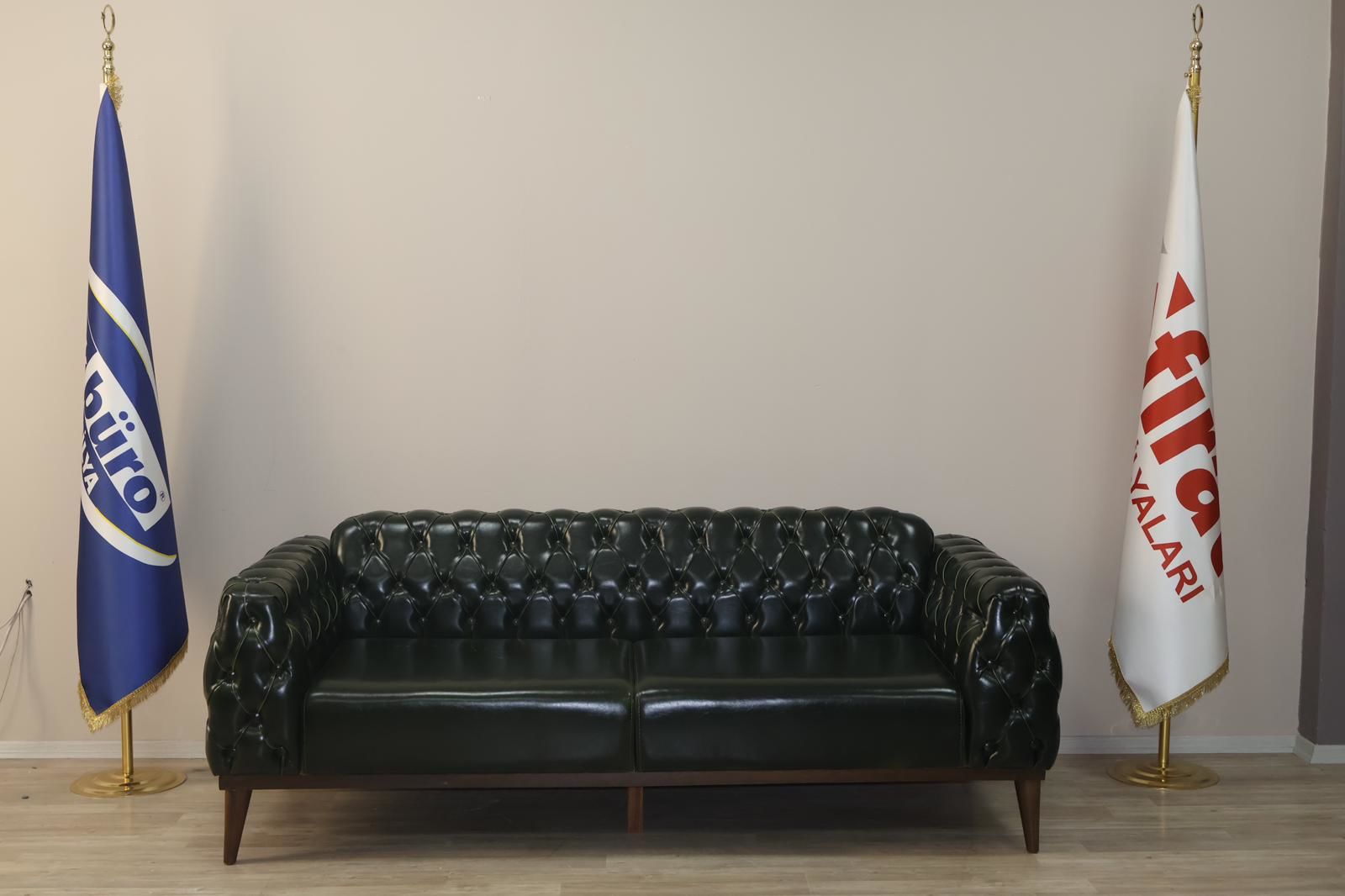 Akburo Şah Chester 3'Lü Kanepe (Pull-Up Deri)