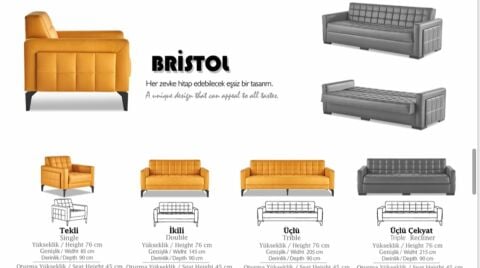 Bristol 3'lü oturma grubu