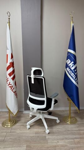 Akburo Ofis Greta Beyaz İskelet Müdür Koltuğu