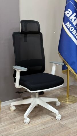 Akburo Ofis Greta Beyaz İskelet Müdür Koltuğu