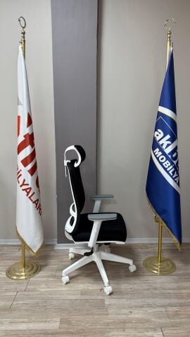 Akburo Ofis Greta Beyaz İskelet Müdür Koltuğu