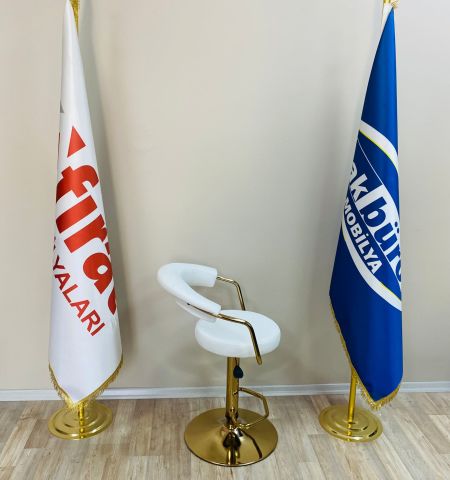 Akburo Ofis Galleria Bar Sandalyesi Beyaz Gold Ayak