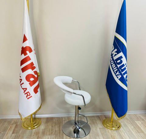 Akburo Ofis Galleria Bar Sandalyesi Beyaz Krom Ayak