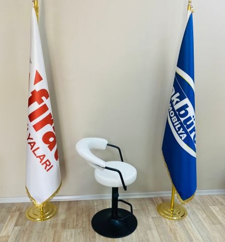 Akburo Ofis Galleria Bar Sandalyesi Beyaz Siyah Ayak