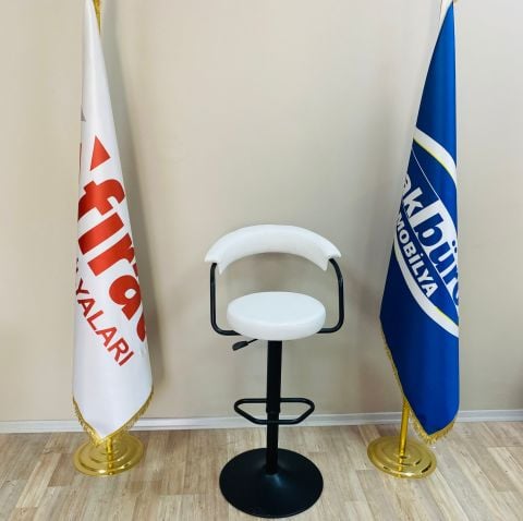 Akburo Ofis Galleria Bar Sandalyesi Beyaz Siyah Ayak