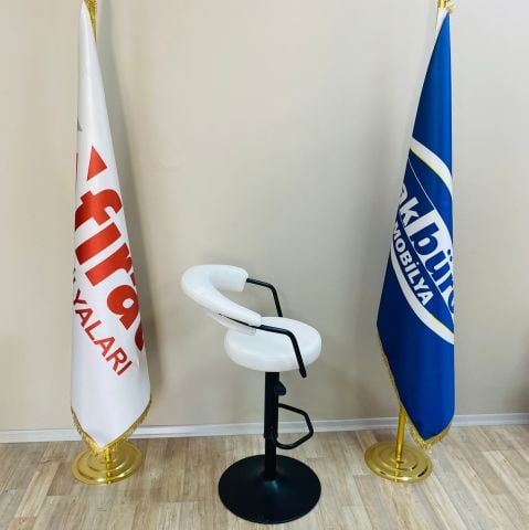 Akburo Ofis Galleria Bar Sandalyesi Beyaz Siyah Ayak