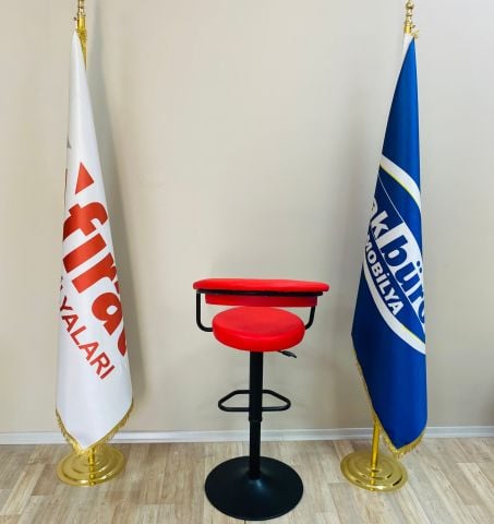 Akburo Ofis Galleria Bar Sandalyesi Kırmızı Siyah Ayak