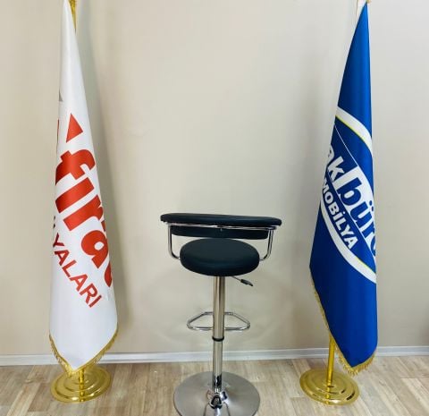 Akburo Ofis Galleria Bar Sandalyesi Siyah Krom Ayak