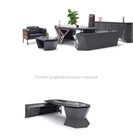 طقم مكتب جرافيتي التنفيذي بدون مقعد