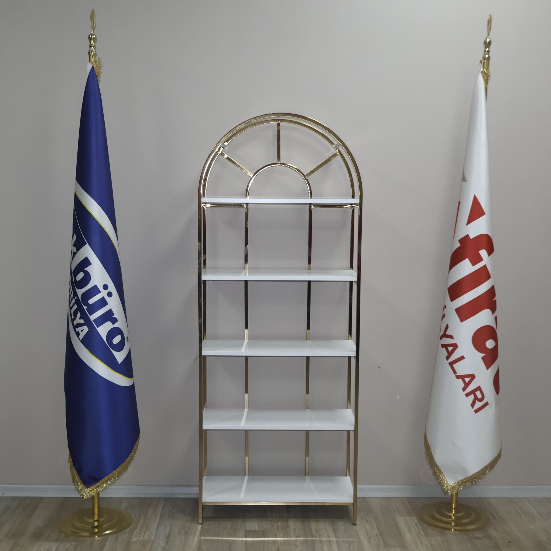 Akburo Ofis Dekor Raf Gold-Beyaz