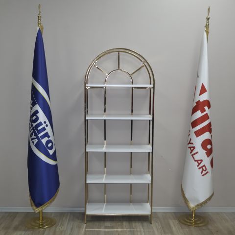 Akburo Ofis Dekor Raf Gold-Beyaz