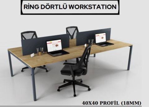 Akburo Ring Dörtlü Çalışma Masası