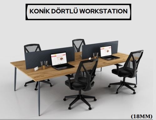 Akburo Konik Dörtlü Çalışma Masası