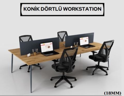 Akburo Konik Dörtlü Çalışma Masası