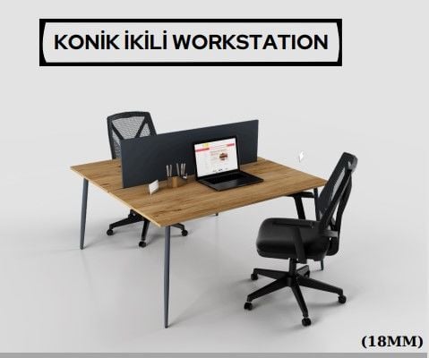 Akburo Konik İkili Çalışma Masası