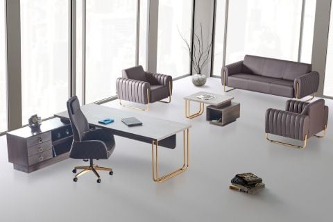 طقم طاولة ذهبي كامل